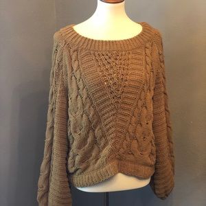 Express Cable Knit Balloon sleeve sweater